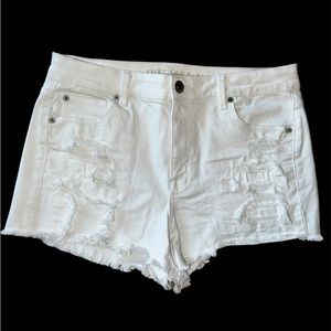 American Eagle Super Stretch X High Rise Shortie White Jean Shorts 14
